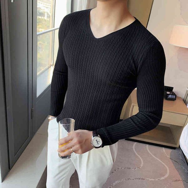 2021 new men's fashion brand v-neck casual knitted pullover bottoming muscle brothers long-sved sweater slim men, Black
2021 new men's fashion brand v-neck casual knitted pullover bottoming muscle brothers long-sved sweater slim men, Black