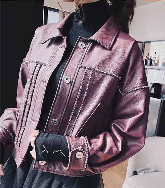 women's leather & faux woman jacket fashion motorcycle loose short rhinestone pu 2021, Black
women's leather & faux woman jacket fashion motorcycle loose short rhinestone pu 2021, Black