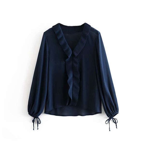 vintage chic women dark blue ruffles lace-up cuffs chiffon blouse elegant women v-neck shirts casual blusas mujer 210520, White
vintage chic women dark blue ruffles lace-up cuffs chiffon blouse elegant women v-neck shirts casual blusas mujer 210520, White