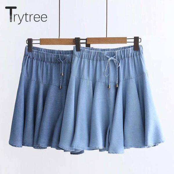 women's shorts trytree summer blue denim women thin skirts casual drawstring elastic waist pleated wide leg a-line short skirt, White;black
women's shorts trytree summer blue denim women thin skirts casual drawstring elastic waist pleated wide leg a-line short skirt, White;black