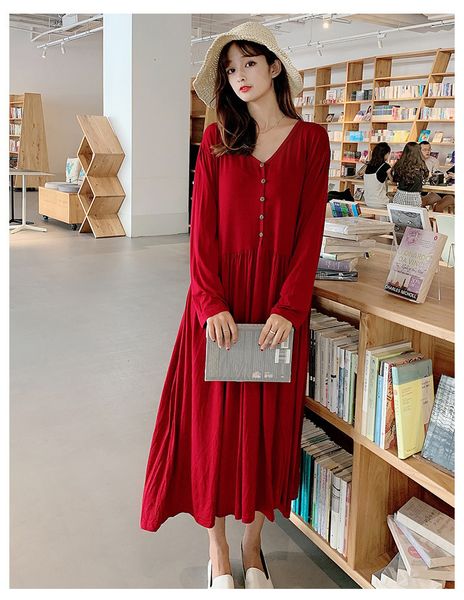 women's sleepwear casual spring autumn night dress women long sleeve modal cotton sleepwear big size fat mm wear home clothes female ni, Black;red
women's sleepwear casual spring autumn night dress women long sleeve modal cotton sleepwear big size fat mm wear home clothes female ni, Black;red