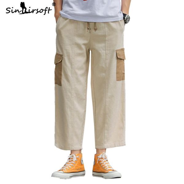 men's pants side big pockets mens cargo loose drawstring waist ankle-length wide leg male autumn spliced fashion trousers, Black
men's pants side big pockets mens cargo loose drawstring waist ankle-length wide leg male autumn spliced fashion trousers, Black