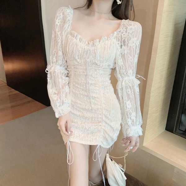 casual dresses drawstring pleated lace dress female spring 2021 slim square collar long sleeve bottoming vestidos, Black;gray
casual dresses drawstring pleated lace dress female spring 2021 slim square collar long sleeve bottoming vestidos, Black;gray