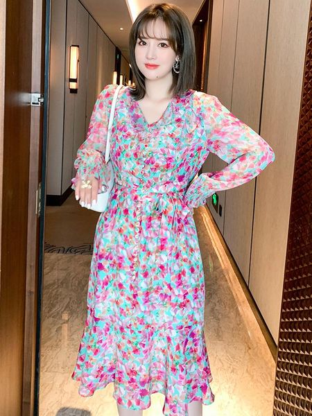 casual dresses ruffles v-neck a silk floral dress with belt around the sleeves 2021 summer, Black;gray
casual dresses ruffles v-neck a silk floral dress with belt around the sleeves 2021 summer, Black;gray