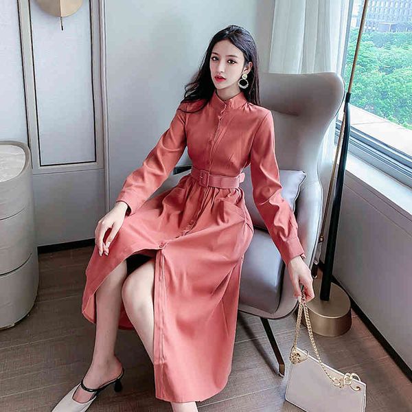 women casual dress autumn winter fashion female long sleeve vintage solid utility wrap vestidos with belt 210423, Black;gray
women casual dress autumn winter fashion female long sleeve vintage solid utility wrap vestidos with belt 210423, Black;gray