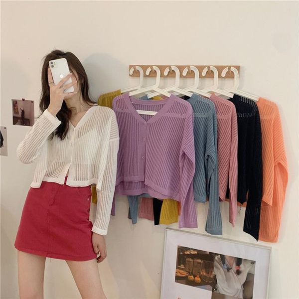 girl summer autumn knitted jacket womens sweaters thin cropped cardigan women full sleeve blouse transparent anti uv v neck ripple, White;black
girl summer autumn knitted jacket womens sweaters thin cropped cardigan women full sleeve blouse transparent anti uv v neck ripple, White;black