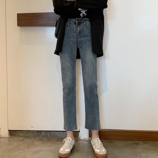 women's jeans stretch spring and autumn small 2021 chic hong kong style high waist thin straight pipe pants, Blue
women's jeans stretch spring and autumn small 2021 chic hong kong style high waist thin straight pipe pants, Blue