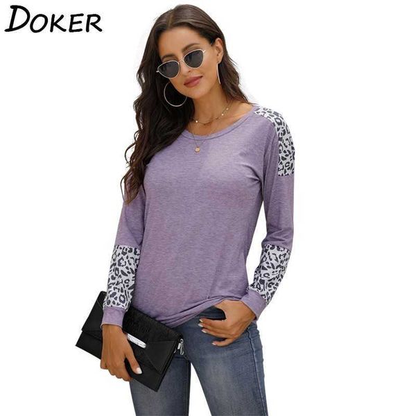 t shirt women clothes spring fashion leopard patchwork o neck long sleeve casual oversized tshirt female tee femme 210603, White 
t shirt women clothes spring fashion leopard patchwork o neck long sleeve casual oversized tshirt female tee femme 210603, White