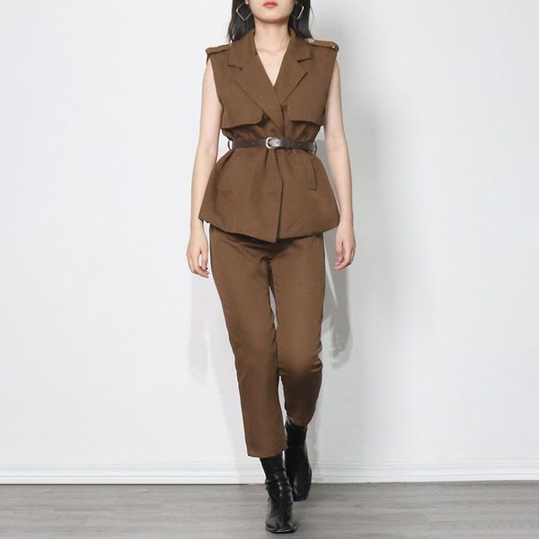 women's two piece pants autumn slim sleeveless belted waistcoat vest + high waist straight suit two-piece female trend ol professional, White
women's two piece pants autumn slim sleeveless belted waistcoat vest + high waist straight suit two-piece female trend ol professional, White