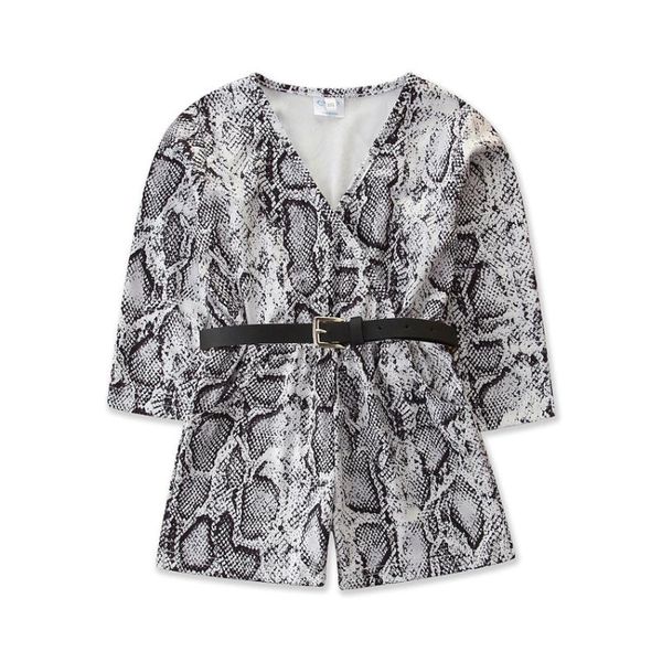 girls' jumpsuit korean version of the baby short-sleeved snake print western girl v-neck belt clothing shorts, Black
girls' jumpsuit korean version of the baby short-sleeved snake print western girl v-neck belt clothing shorts, Black