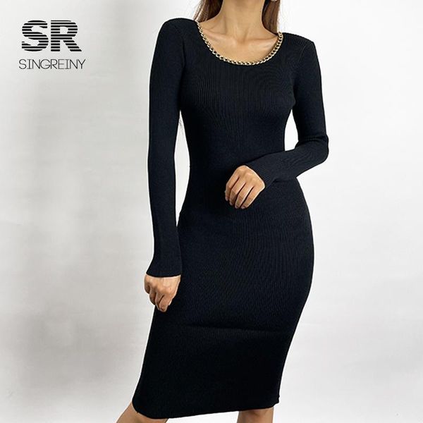 casual dresses singreiny 2021 autumn women sweater dress o neck long sleeves midi fashion chain elastic knitted party, Black;gray
casual dresses singreiny 2021 autumn women sweater dress o neck long sleeves midi fashion chain elastic knitted party, Black;gray