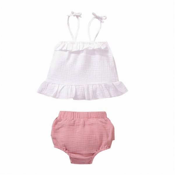 clothing sets 2021 baby summer infant born girls 2pcs set sleeveless crops vest ruffled pp shorts bottoms solid outfits, White
clothing sets 2021 baby summer infant born girls 2pcs set sleeveless crops vest ruffled pp shorts bottoms solid outfits, White