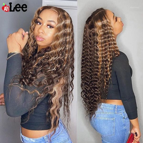 ali lee hair deep curly lace front wig honey blonde ombre color highlight 180% human wigs for women pre plucked1, Black;brown
ali lee hair deep curly lace front wig honey blonde ombre color highlight 180% human wigs for women pre plucked1, Black;brown