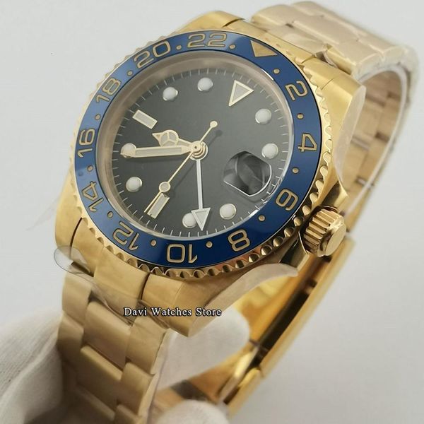 40mm sterile men watches golden case black dial blue bezel date saffierglas oysert bracelet gmt automatic, Slivery;brown
40mm sterile men watches golden case black dial blue bezel date saffierglas oysert bracelet gmt automatic, Slivery;brown