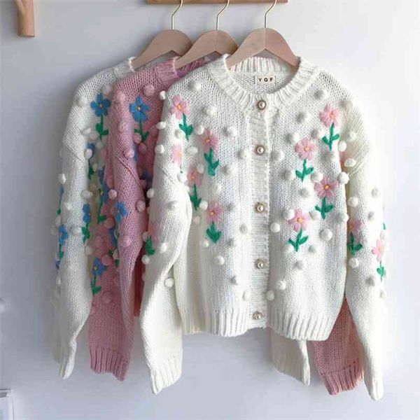 embroidered flower spring autumn vintage knitting knitted cardigan coat wool ball sweater female pull femme 210514, White;black
embroidered flower spring autumn vintage knitting knitted cardigan coat wool ball sweater female pull femme 210514, White;black