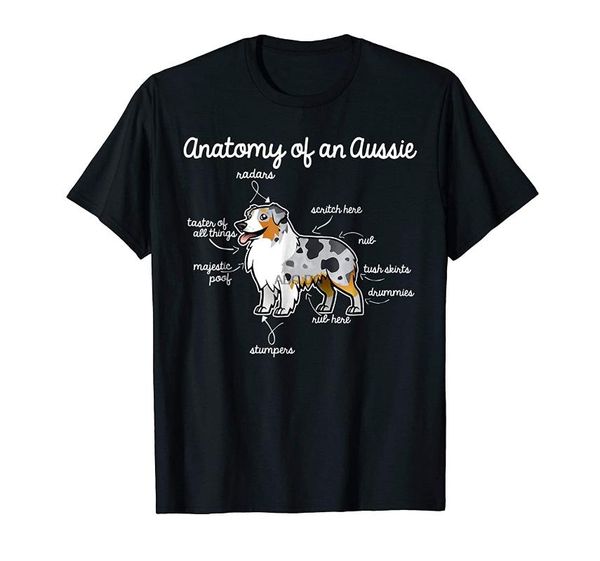 men's t-shirts cute anatomy of an aussie t-shirt puppy graphic tee, White;black