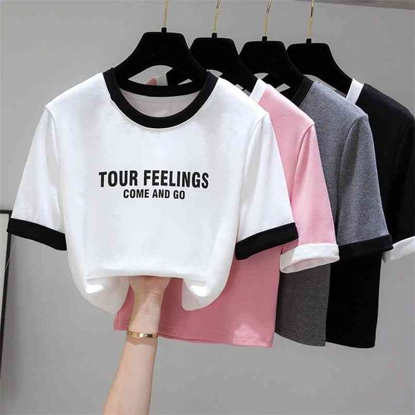 fashion letter printing women casual short sleeve tees summer splicing woman t-shirt 210507, White
fashion letter printing women casual short sleeve tees summer splicing woman t-shirt 210507, White