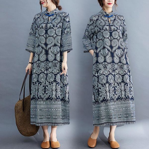 casual dresses 2021 autumn loose plus size slim printed cheongsam long sleeve dress female., Black;gray
casual dresses 2021 autumn loose plus size slim printed cheongsam long sleeve dress female., Black;gray
