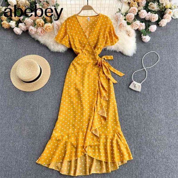 women bohemian dot dress korean short sleeve v neck a-line dress summer fashion irregular ruffles print wrap long dress 210715, Black;gray
women bohemian dot dress korean short sleeve v neck a-line dress summer fashion irregular ruffles print wrap long dress 210715, Black;gray