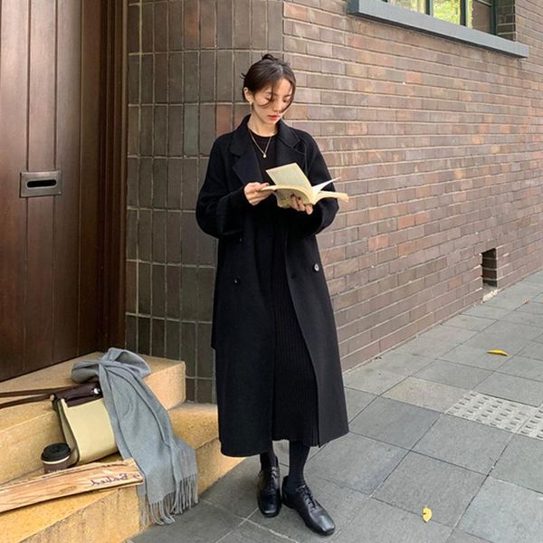 women's wool & blends female 2021 vintage black color long woolen coats for women plus size jackets m02
women's wool & blends female 2021 vintage black color long woolen coats for women plus size jackets m02