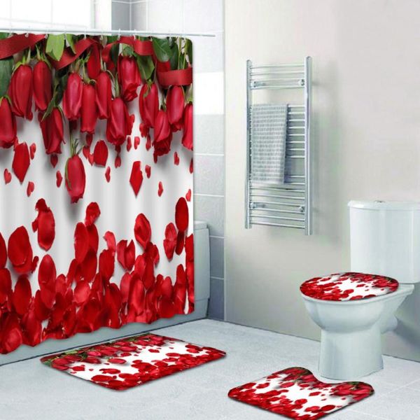 bath accessory set bathroom 4-piece 3d digital printing shower curtain carpet floor mat combination toilet valentine's day romantic ros
bath accessory set bathroom 4-piece 3d digital printing shower curtain carpet floor mat combination toilet valentine's day romantic ros