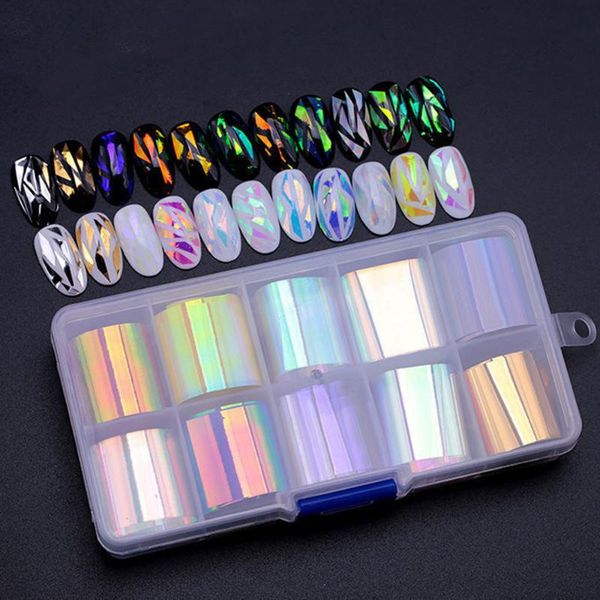 stickers & decals 10pcs/box laser aurora broken glass nail foils paper manicure tools 3d art decorations decal stick on nails, Black
stickers & decals 10pcs/box laser aurora broken glass nail foils paper manicure tools 3d art decorations decal stick on nails, Black