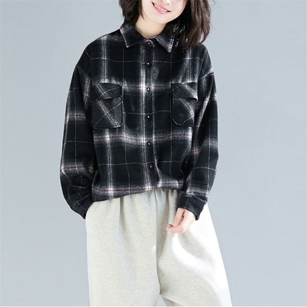 autumn arts style women long sleeve loose turn-down collar shirts double pocket casual plaid blouses femme m708 210512, White
autumn arts style women long sleeve loose turn-down collar shirts double pocket casual plaid blouses femme m708 210512, White