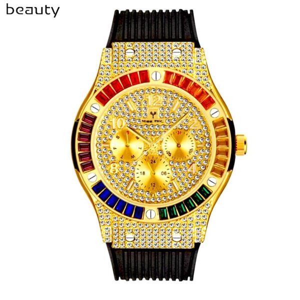 wristwatches 2021 hiphop men's watch colorful diamond silicone strap calendar date display waterproof fashion business, Slivery;brown
wristwatches 2021 hiphop men's watch colorful diamond silicone strap calendar date display waterproof fashion business, Slivery;brown