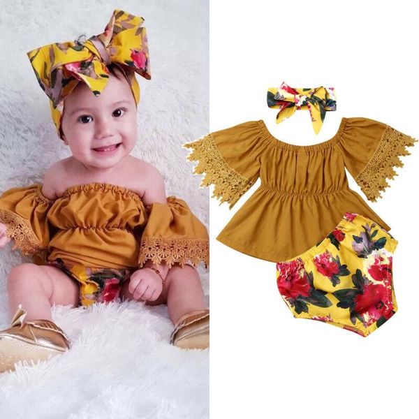 clothing sets 0-5 years summer born baby girl clothes off-shoulder lace dress floral shorts headband outfits 3pcs, White
clothing sets 0-5 years summer born baby girl clothes off-shoulder lace dress floral shorts headband outfits 3pcs, White