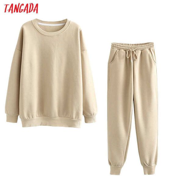 tangada autumn winter women warm yellow fleece 100% cotton suit 2 pieces sets o neck hoodies sweatshirt pants suits 6l24 210609, White
tangada autumn winter women warm yellow fleece 100% cotton suit 2 pieces sets o neck hoodies sweatshirt pants suits 6l24 210609, White