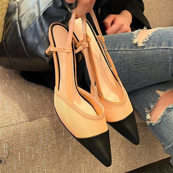 dress shoes 2021 summer pointed toe stitching high-heeled buckle mesh sandals thin heel large size single for women, Black
dress shoes 2021 summer pointed toe stitching high-heeled buckle mesh sandals thin heel large size single for women, Black