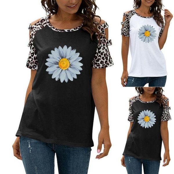 women's t-shirt women fashion daisy print short sleeve hollow out round neck female summer casual loose, White
women's t-shirt women fashion daisy print short sleeve hollow out round neck female summer casual loose, White