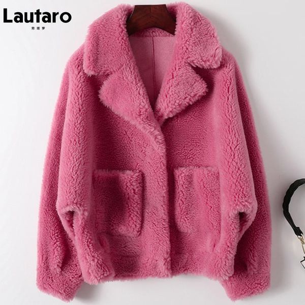 women's fur & faux lautaro winter oversized colored warm fluffy teddy jacket women pockets lapel bat sleeved soft coat korean fashion 2, Black
women's fur & faux lautaro winter oversized colored warm fluffy teddy jacket women pockets lapel bat sleeved soft coat korean fashion 2, Black