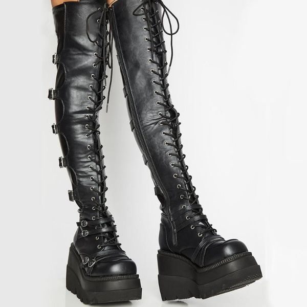 boots comemore female high platform thigh fashion buckle punk heels boot women cosplay wedges shoes for autumn woman, Black
boots comemore female high platform thigh fashion buckle punk heels boot women cosplay wedges shoes for autumn woman, Black