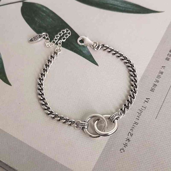 hip hop jewelry double circle thai silver color handmade thick chain couple bracelet for men women s-b413, Red;brown
hip hop jewelry double circle thai silver color handmade thick chain couple bracelet for men women s-b413, Red;brown