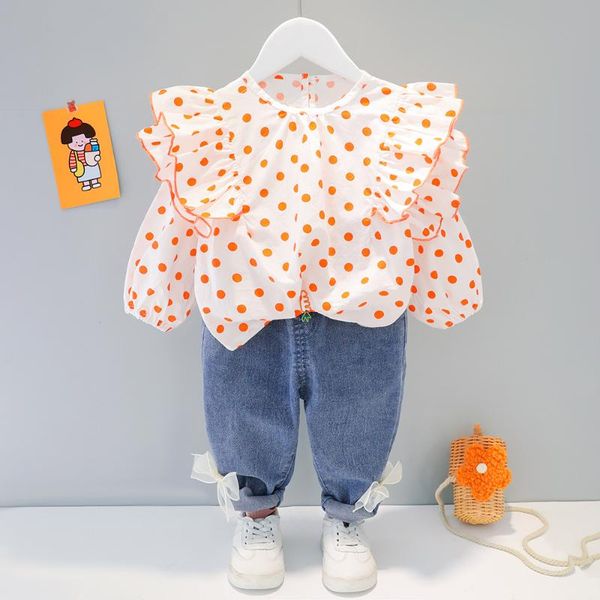 spring kids clothes girls sets korean born long sleeve dot blouse+jeans two piece toddler baby suit casual girl outfit clothing, White
spring kids clothes girls sets korean born long sleeve dot blouse+jeans two piece toddler baby suit casual girl outfit clothing, White