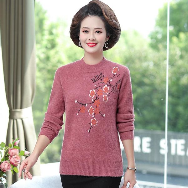 women's sweaters imitation mink half turtleneck long sleeve sweater pullover women autumn winter loose knit casual mother clothes flowe, White;black
women's sweaters imitation mink half turtleneck long sleeve sweater pullover women autumn winter loose knit casual mother clothes flowe, White;black