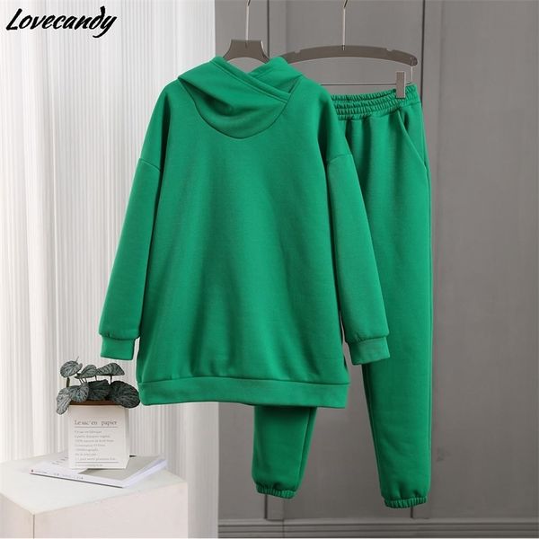 women solid fleece tracksuit and hooded jogger pants two piece set autumn winter female oversized casual sportswear suit 211101, White
women solid fleece tracksuit and hooded jogger pants two piece set autumn winter female oversized casual sportswear suit 211101, White