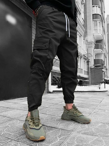 men flap pocket drawstring cargo pants y2wg#, Black 
men flap pocket drawstring cargo pants y2wg#, Black