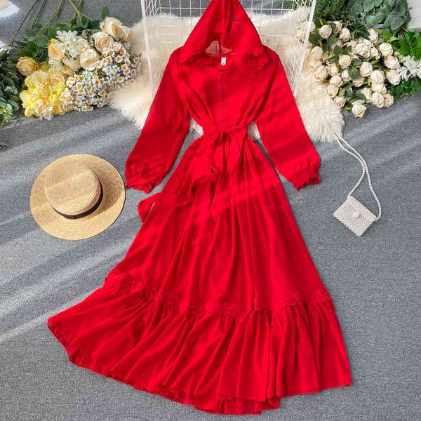 women's hooded red long dress vintage sleeve embroidery chiffon dresses female vacation beach vestidos mujer autumn 210426, Black;gray
women's hooded red long dress vintage sleeve embroidery chiffon dresses female vacation beach vestidos mujer autumn 210426, Black;gray