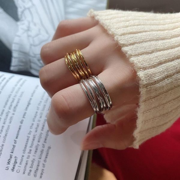 cluster rings leouerry multi-lines wide for women korean 925 sterling silver minimalist adjustable open jewelry, Golden;silver
cluster rings leouerry multi-lines wide for women korean 925 sterling silver minimalist adjustable open jewelry, Golden;silver