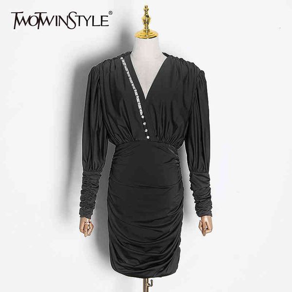 twotwinstyle diamond ruched dress for women v neck long sleeve high waist slim mini dresses female fashion fall clothes 210517, Black;gray
twotwinstyle diamond ruched dress for women v neck long sleeve high waist slim mini dresses female fashion fall clothes 210517, Black;gray
