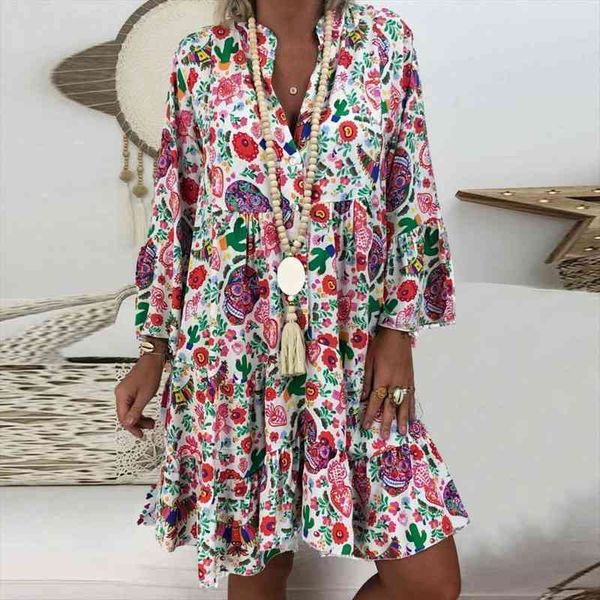 dropshipping summer womens summer dress floral large size printed ruffled v-neck long sleeve large button mini dress, Black;gray
dropshipping summer womens summer dress floral large size printed ruffled v-neck long sleeve large button mini dress, Black;gray