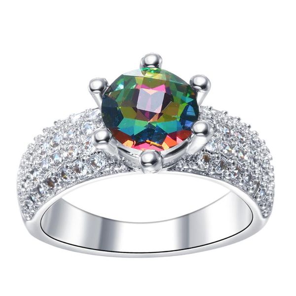 wedding rings 2021 women's white cz stone filled rainbow colorful zircon jewelry engagement ring for lady, Slivery;golden 
wedding rings 2021 women's white cz stone filled rainbow colorful zircon jewelry engagement ring for lady, Slivery;golden