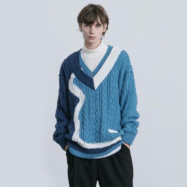 men's sweaters autumn men women vintage harajuku knitted sweater loose pull homme blue patchwork v-neck hip hop streetwear pullover, White;black
men's sweaters autumn men women vintage harajuku knitted sweater loose pull homme blue patchwork v-neck hip hop streetwear pullover, White;black
