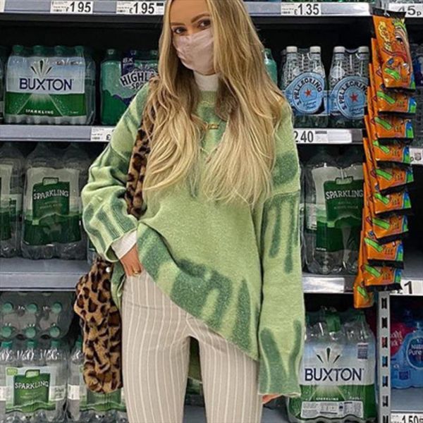elegant green striped print oversized womens sweater women winter pullovers long knitted loose streetwear sueter mujer, White;black
elegant green striped print oversized womens sweater women winter pullovers long knitted loose streetwear sueter mujer, White;black