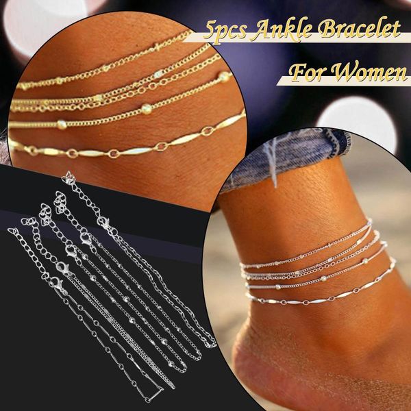 anklets 5pcs beach barefoot sandals foot ankle women's trendy bracelet adjustable chain anklet jewelry accessories, Red;blue
anklets 5pcs beach barefoot sandals foot ankle women's trendy bracelet adjustable chain anklet jewelry accessories, Red;blue