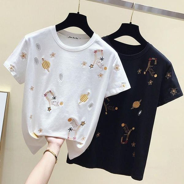 women's t-shirt summer embroidery all-match girls fashion cartoon print white loose short-sleeved women 2021
women's t-shirt summer embroidery all-match girls fashion cartoon print white loose short-sleeved women 2021