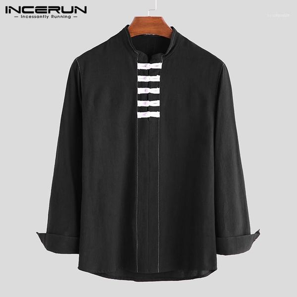 men's casual shirts incerun vintage men long sleeve shirt cotton stand collar brand blouse solid color retro elegant camisa masculina 7, White;black
men's casual shirts incerun vintage men long sleeve shirt cotton stand collar brand blouse solid color retro elegant camisa masculina 7, White;black