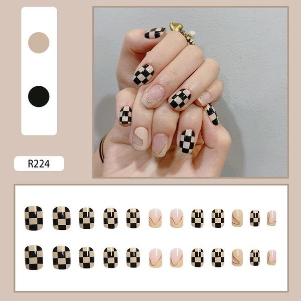 false nails 24pcs checkerboard grid nail patch glue type removable short paragraph fashion manicure save time, Red;gold
false nails 24pcs checkerboard grid nail patch glue type removable short paragraph fashion manicure save time, Red;gold